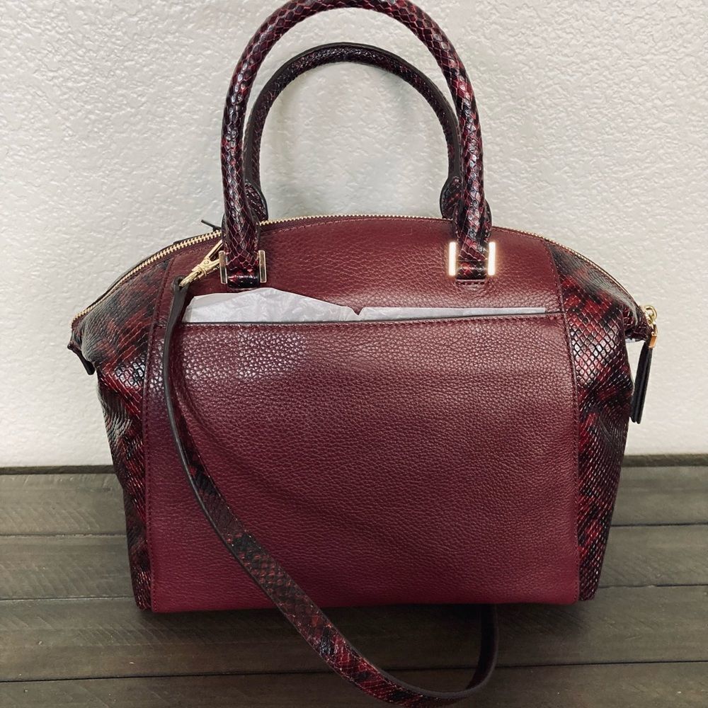 Michael Kors Burgundy Red Python Snake Handbag Sa… - image 4